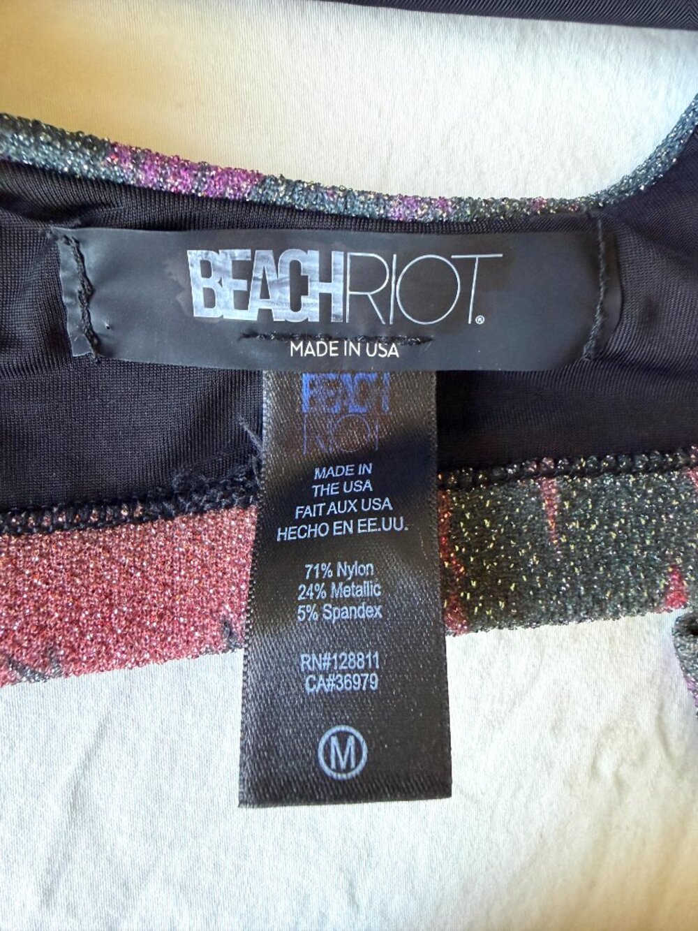 RARE 3pc Beach Riot x Revolve Bikini In Sparkly Rainbow Palm Madness Print - Picture 15 of 16